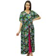thumbnail image 4 of Bimba Exclusive Rayon Maxi Kaftan Chic Coverup Dress Drawstring Waist Night Wear, 4 of 8