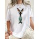 thumbnail image 1 of Camiseta De Mujer Activewear Tops Simples De Verano Para Viajes De MochileroWomen's Casual Round Neck T-Shirt with Fun Dog Print, Stretchy Polyester and Spandex Blend, Comfortable Summer TopFather's, 1 of 6