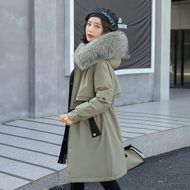 XZNGL Veste d Hiver pour Femmes Outillage Mode d Hiver Longue Veste en Coton a Capuche Mince Manteau d Hiver pour Femmes Veste d Hiver Longue pour