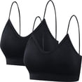 thumbnail image 4 of FCLoft Women's 2-Piece V-Neck Seamless Padded Strappy Bralette - Longline No Underwire Workout & Sleeping Bra, 4 of 4