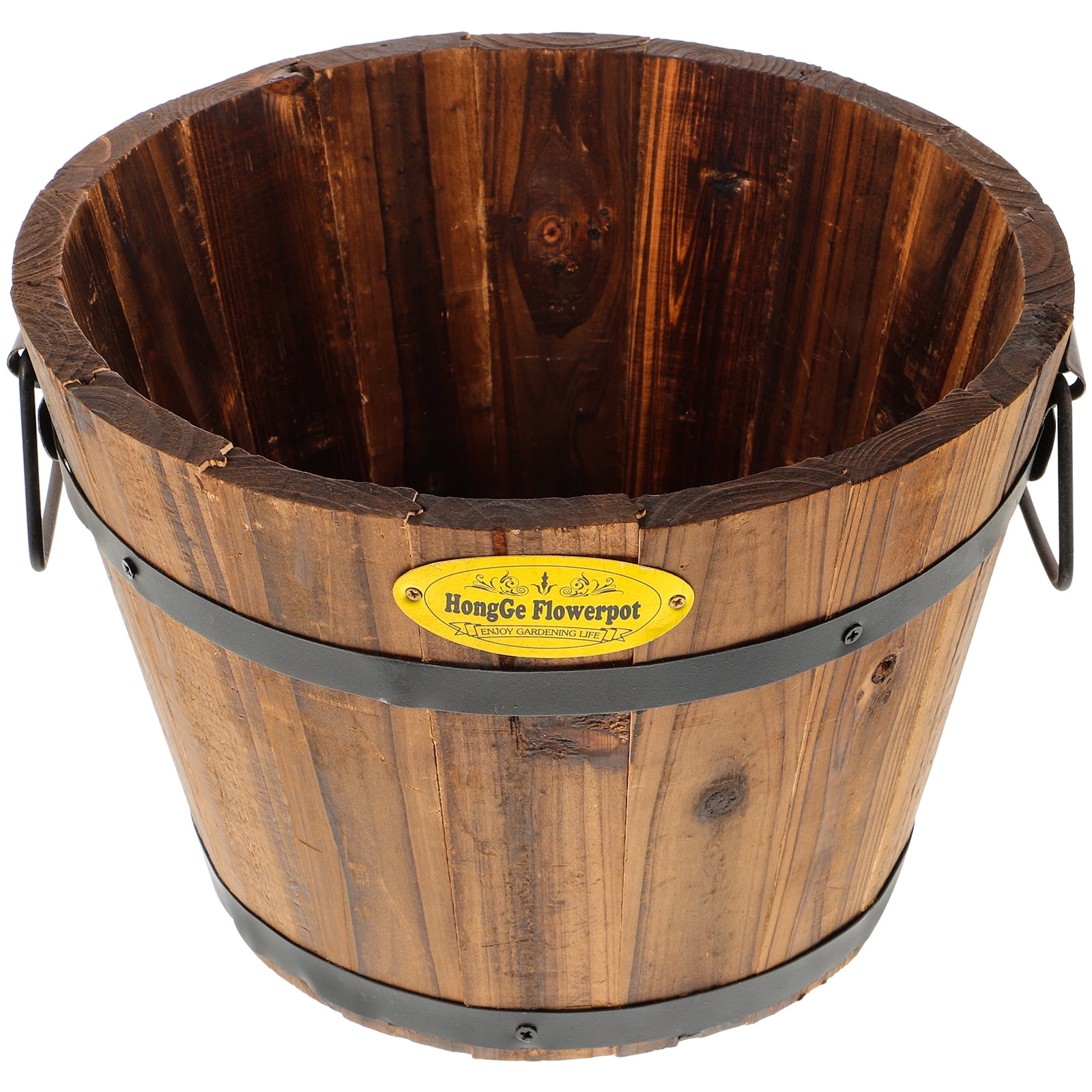 Tineasur Balcony Planters Wooden Flower Pot Coffee Wood 1Pack