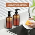 thumbnail image 6 of Junjian 2 Pack Glass Soap Dispenser, Thick Amber Glass Pint Jar Soap Dispenser with Matte Black Stainless Steel Pump, 16ounce Boston Round Bottles Dispenser, 6 of 8