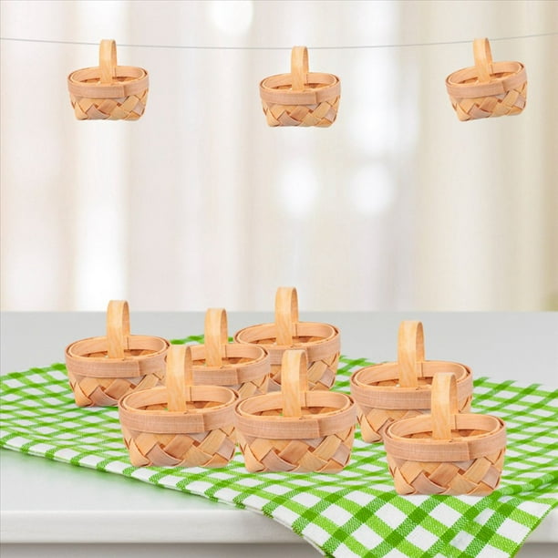 Mini Cestas de Viruta de Madera de 72 Piezas Adornos de Cestas Tejidas Manuales Caja de Almacenamiento de Dulces
