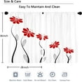 thumbnail image 6 of Red Flower Kitchen Curtains, Minimalist Floral Leaves Rustic Country Farmhouse Small Short Cafe Window Curtain Over Sink Bathroom Dining Room Decor Rod Pocket Window Drapes 2 Panels 36"x28" Inch, 6 of 6