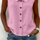 thumbnail image 5 of Blusa sin Mangas con Cuello para Mujer para Trabajo Casual de Negocios Camisetas Tipo Tank con Botones y Cuello A-rosas XL, 5 of 7