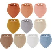 10 Pieces Muslin Baby Drool Bibs Cotton Teething Bandana for Unisex Boys Girls 10 Solid Colors Set for Drool Bibs