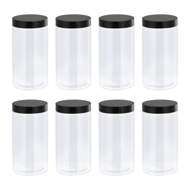 Unique Bargains 34oz/ 1000ml Round Plastic Jars with Black Screw Top Lid for Storage 10Pack