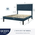 thumbnail image 5 of SHA CERLIN Queen Bed Frame with Adjustable Headboard, Fabric Upholstered Platform Bed, No Box Spring Required, Blue, 5 of 10