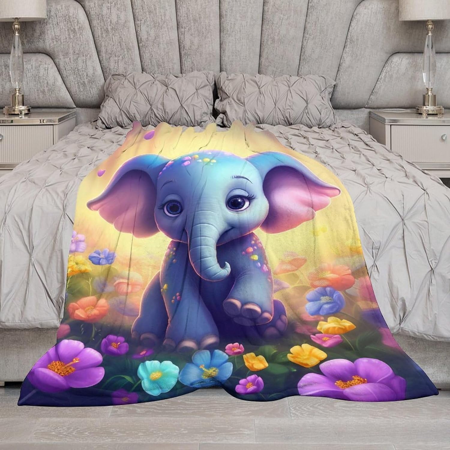 Elephant Blanket Elephant Gifts for Girls Cute Little Elephant Throw Blanket for Kids Adults Soft Warm Cozy Fleece Blanket for Couch Sofa \u200bBed 50"x60"
