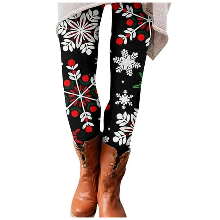 Dndkilg Christmas Leggings for Women Graphic Tummy Control High Waisted Holiday Womens Panties Funny Workout Clothing Tight Active Leggings Green XL