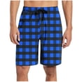 thumbnail image 2 of Ceisia Men's Casual Loose Fit Plaid Shorts with Elastic Drawstring Waist Pockets 5/8 Length for Sports Fitness Home Wear Blue Gifts for Father 3X, 2 of 6