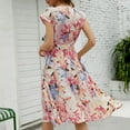 thumbnail image 5 of IROINNID Wedding Guest Dresses For Women Loose Short-Sleeved Round Neck Printed Pleated Dress Summer Saving, 5 of 6