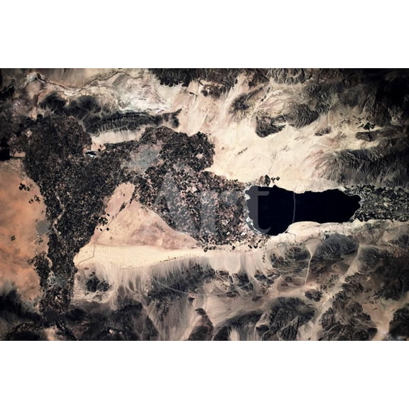 Satellite view of Salton Sea, California, USA, Scenic Unframed Photographic Print Wall Art Sold by Art.Com