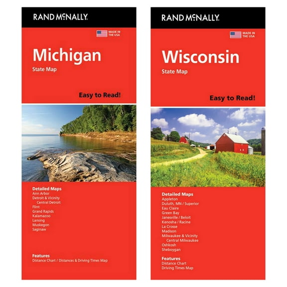 Rand McNally State Maps: Michigan and Wisconsin (2 Maps)