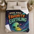 thumbnail image 5 of Cosmic Romance Galaxy Love Quote Cartoon Alien Ufo, Cozy Friendship Quote Scene, Warm Flannel Blanket for Living Room and Reading Nook, Art Lovers Friendship Gift, Artistic Home Decor, 5 of 9