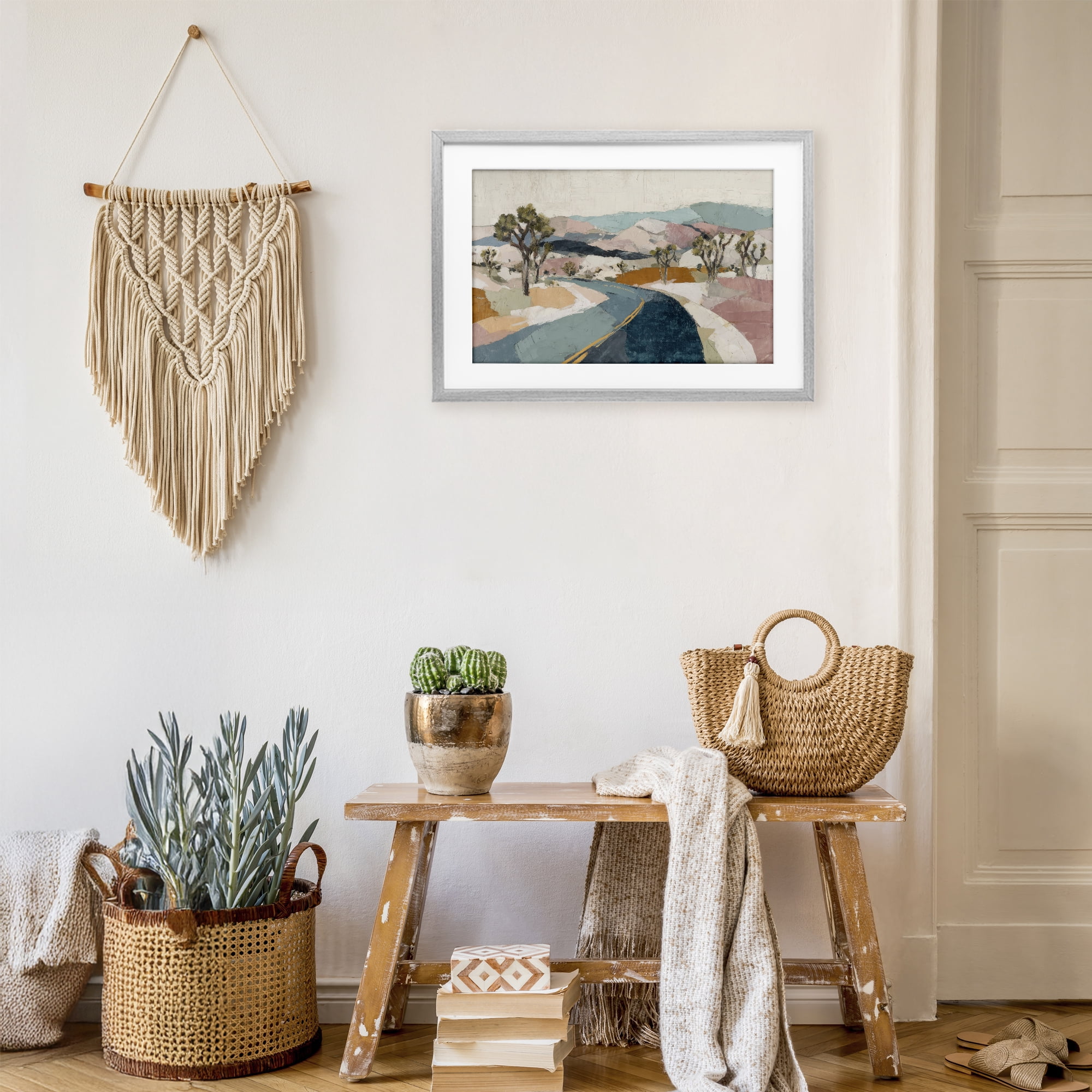 Stupell Industries Desert Highway Through Joshua Trees Gray Framed Print Under Glass, design by Chromatic Storm Studio
