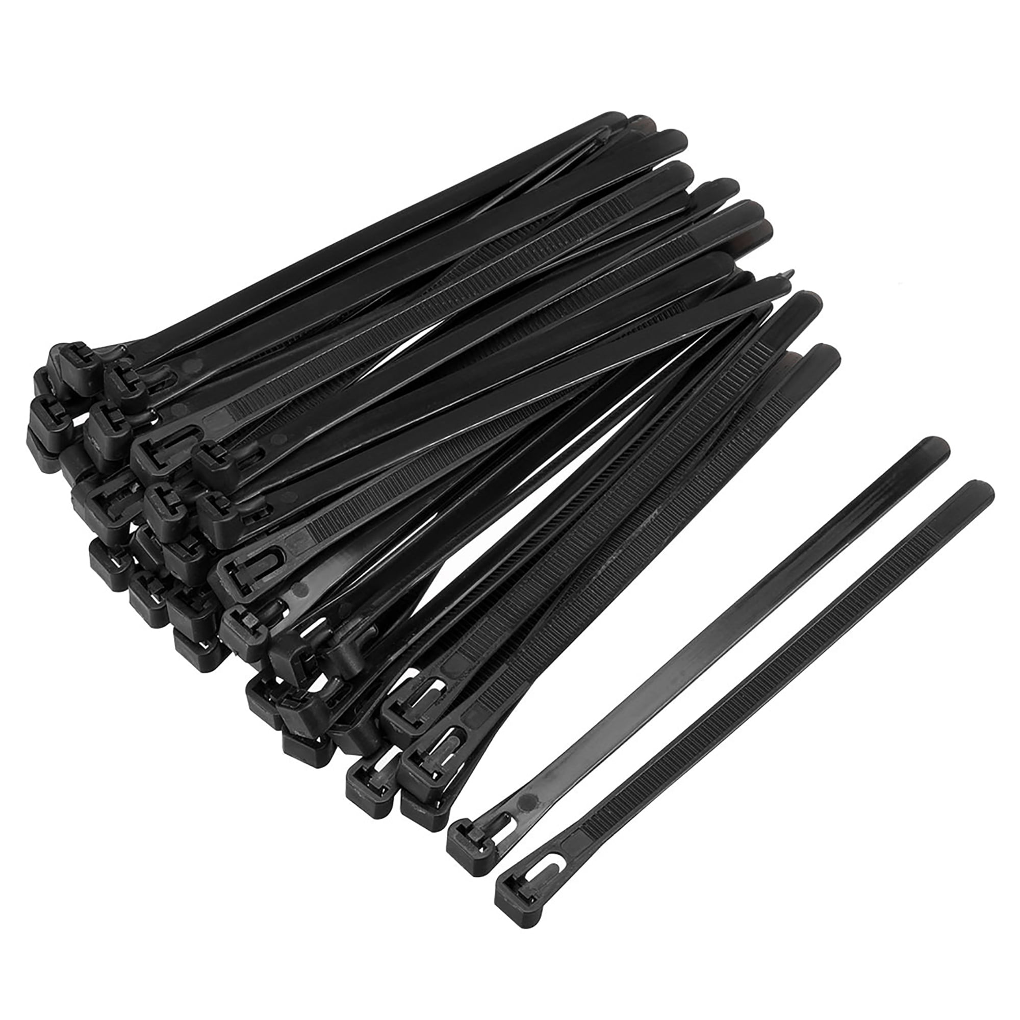 Uxcell Reusable Cable Ties Cable Zip Ties Adjustable Cable Tie Wraps Nylon  5.9' x 0.29' Black 60pcs
