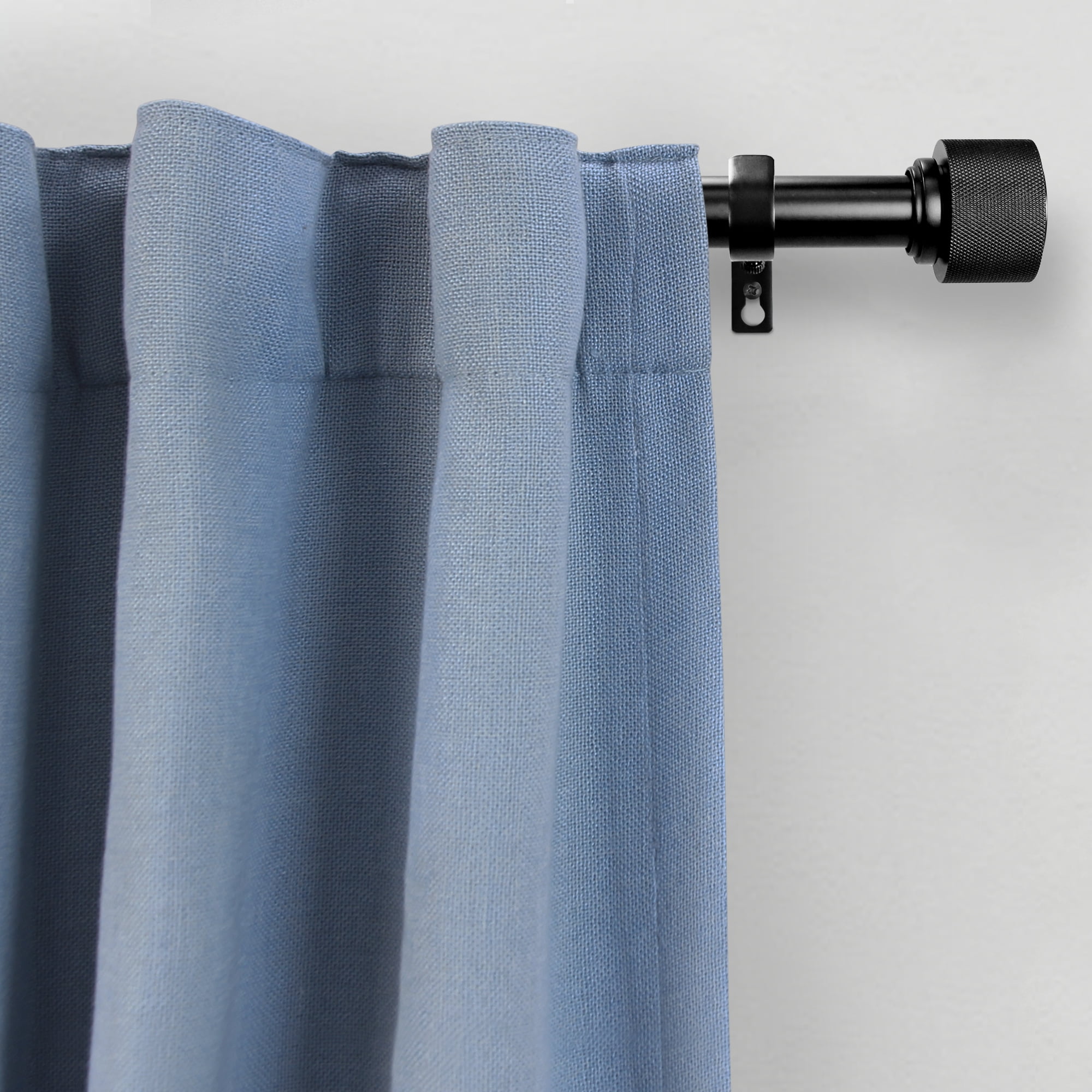 Better Homes & Gardens Modern 1 in Black End Cap Adjustable Single Curtain Rods, 120 in