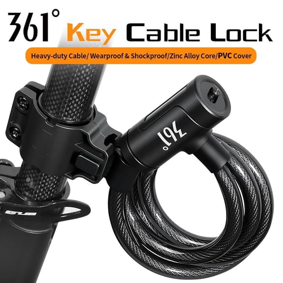 361° Bike Cable Lock, 4FT High Strength Steel Bicycle Wire Lock, Heavy Duty Anti-Theft Cycling Lock with 2 Keys, Mounting Bracket & Sliding Dust Cover for Bikes, Scooters, Black
