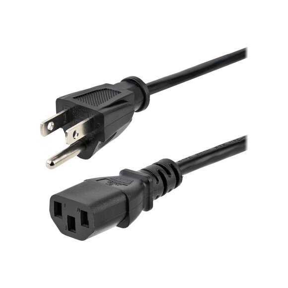 StarTech.com 12ft (3.6m) Computer Power Cord, NEMA 5-15P to C13 Power Cord, 10A 125V, 18AWG, Black Replacement AC Power Cord, Monitor Power Cable, NEMA 5-15P to IEC 60320 C13 TV Power Cord - PC Power Supply Cable - Power cable - NEMA 5-15 (M) to power IEC 60320 C13 - AC 125 V - 10 A - 12 ft - black