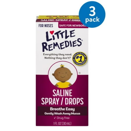 (3 Pack) Little Remedies Saline Spray/Drops, 1 fl (Best Saline Nasal Spray For Toddlers)