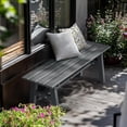 thumbnail image 7 of VINGLI 47” Outdoor Bench Garden Bench HDPE Porch Bench w/Metal Legs, Poly Lumber Patio Benches, 660 LBS Capacity Outdoor Backless Benches(Black), 7 of 7