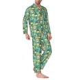 thumbnail image 2 of Naloa Animals with Leaf Men’s Pajamas Set - Long Sleeve Button Down Sleep Shirt and Pajama Bottoms Sleepwear Set-X-Large, 2 of 7