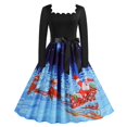 thumbnail image 1 of Vestidos de Navidad Para Mujer Vestido de Cintura Alta de Manga Larga Con Estampado de Cuello Cuadrado Odeerbi ODB193999, 1 of 8