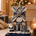 thumbnail image 6 of syligr Wooden Christmas House Ornament, Gingerbread Windmill House Christmas Tabletop Decoration for Mantel Shelf, Holiday Home Decor for Office, Party Gift, 6Inch, Blue, 6 of 7