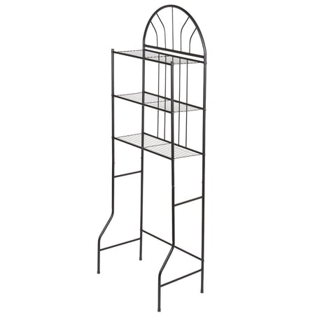 Over the Toilet Storage, 3-Shelf Bathroom Space Saver, Home Basics, Black