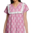 thumbnail image 3 of Moomaya Printed Short Sleeve Nightdress For Ladies Button Placket Nightwear, 3 of 5
