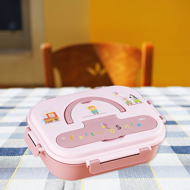 Fiambrera de acero inoxidable Soledad Fiambrera aislada 4 compartimentos microondas Recipiente de comida viajes escolares Niñas rosado Cajas Bento
