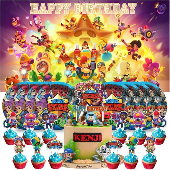 Brawl Stars Birthday Paper Plates Supplies Decorations Decor Backdrop Banner Cake Topper Background