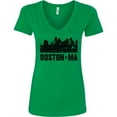 thumbnail image 3 of Inktastic Boston Massachusetts City Skyline with Grunge Women's V-Neck T-Shirt, 3 of 5