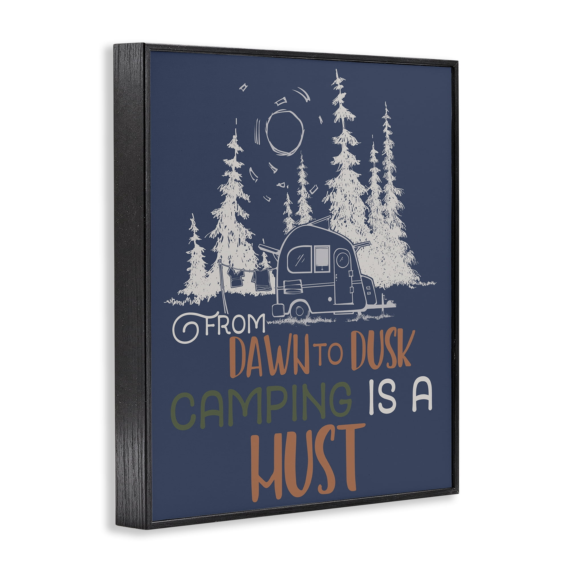 Stupell Industries Dawn to Dusk Camping Landscape Painting Black Framed Art Print Wall Art, 11 x 14