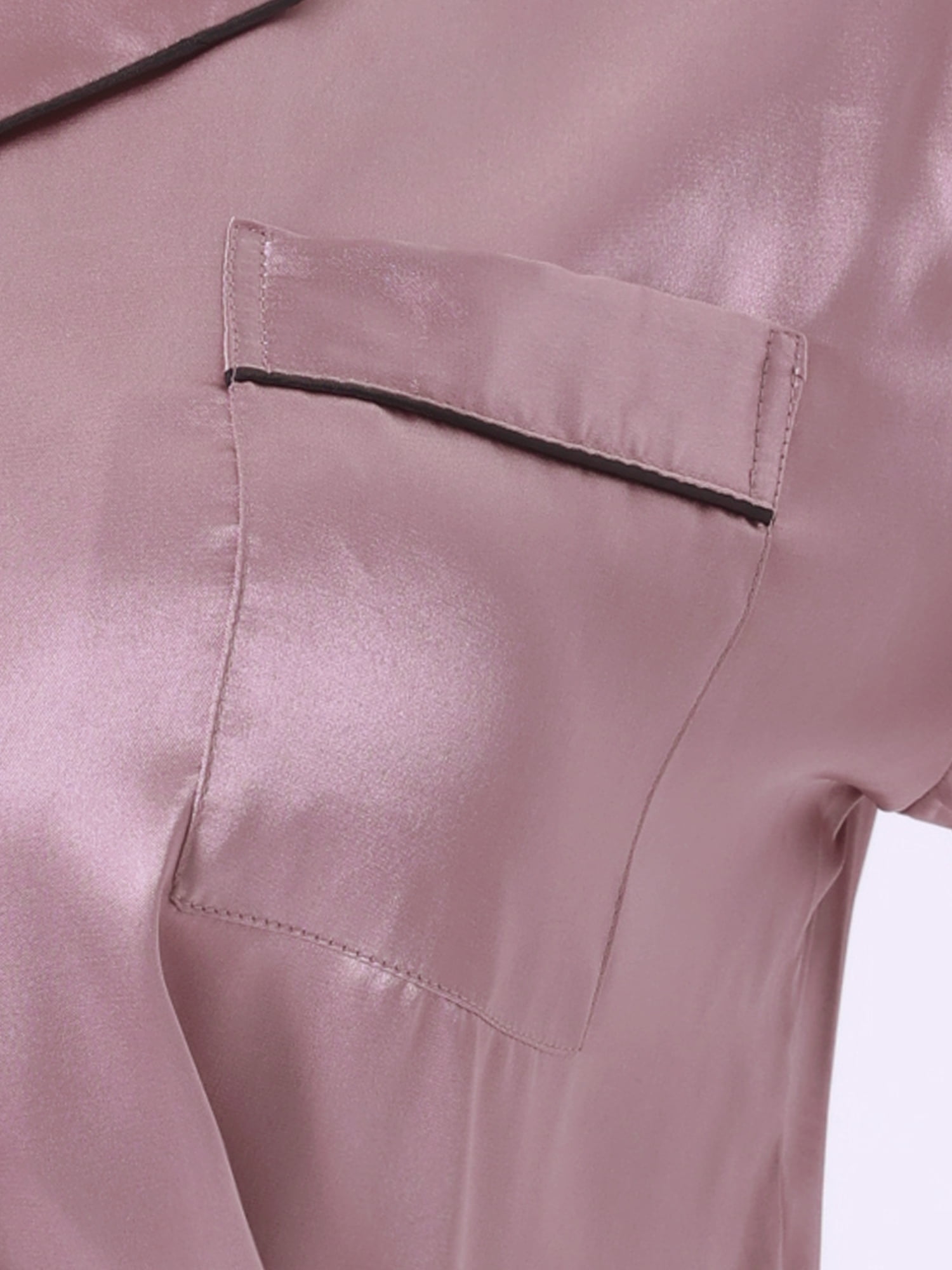 DARING DIVA Women's Satin Button Up Pajamas Short Sleeve Tops with Shorts XL Pink