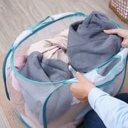 Mainstays White Mesh Pop-Up Laundry Basket with Heavy Duty Handles, 21 x 13 x 15.5 inches