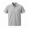 thumbnail image 3 of Polos Shirts For Men Plaid Patchwork Short Sleeve Lapel Button Fashion Tees Casual Moisture Wicking Golf T Shirt (S, Gray), 3 of 5