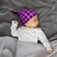 thumbnail image 5 of Wukai Purple Black Buffalo Plaid Newborn Knotted Baby Beanie Hat for Boy Girl Baby Cute Cap Infant Beanies,0-6 months, 5 of 6