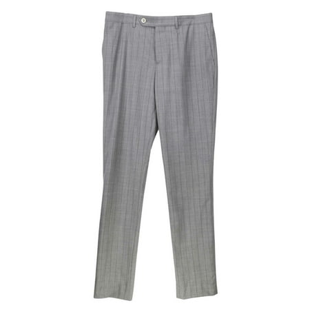 Brunello Cucinelli Men's Grey Striped Flat Front Virgin Wool Trousers Dress - 48 Long