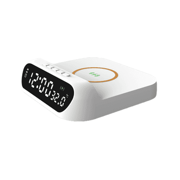 DESIGNICE Alarm Clock Wireless Charging Loud Alarm Clock for Heavy Sleepers Adults Temperature Humidity Display Loud Alarm Clock White