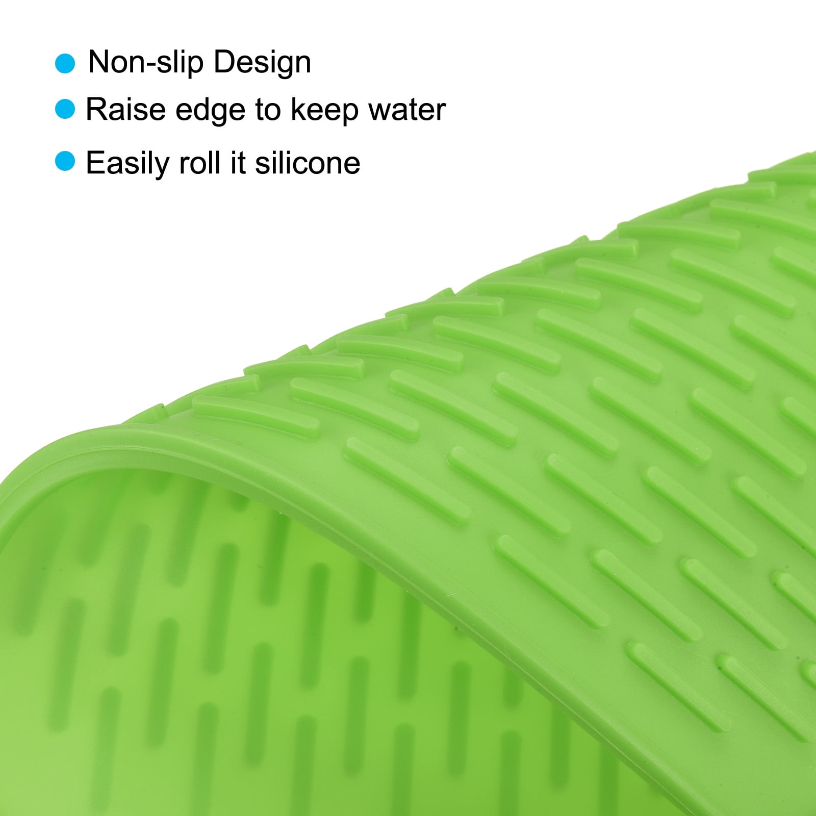 Unique Bargains 2Pcs Silicone Drain Pad Dish Drying Mat Set 8.5" x 6" Blue Green