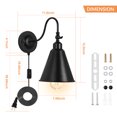 thumbnail image 2 of Wall Light Plug Set of 2 Industrial Wall Lights Black Gooseneck Light Wall Light with Shade Farmhouse Light for Bedroom Living Room Outdoor, 2 of 7
