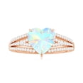 thumbnail image 4 of Rosec Jewels Ethiopian Opal Heart Engagement Ring with Diamond - 8 mm - Split Shank Ring - AAA Quality - With Jewelry Box, 14K Rose Gold, US 12.50, 4 of 9
