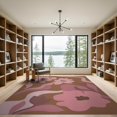thumbnail image 2 of ODIKA 9'x12' Pink Brown Warm Floral Mid-Century Washable Area Rug Retro Blooming Pot Design with Flowing Shapes for Great Room, Indoor Concept, Large Living Low Pile, Flatwoven, 2 of 7