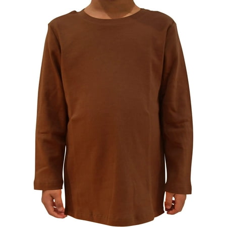 

COUVER Solid Color Long Sleeve 100% Cotton Kids/Children s Crew Neck Shirt Brown (Chocolate) 12M