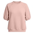 thumbnail image 4 of Bibifish Womens Sweatshirts Solid Color Short Sleeve Crewneck Sweatshirts Loose Fit Pullover Tops Casual Summer Daily Wear, 4 of 4