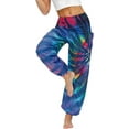 thumbnail image 5 of HLSOHJP Women's Harem Pants Yoga Hippie Boho Jogger Smocked Waist Genie Pants with Pocket Cool Summer, 5 of 6