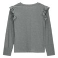 thumbnail image 4 of WQNVRNR Girls Ruffle Cotton T Shirts- Casual Cute Fashion Long Sleeve Kids Tops Gray Size 6, 4 of 6