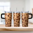 thumbnail image 2 of Leopard 20oz Stainless Steel Tumbler with Handle and Straw – Insulated Travel Cup with Sliding Lid, 360° Full Wrap Printed Mug for Home, Outdoor & Sports Use, 2 of 6